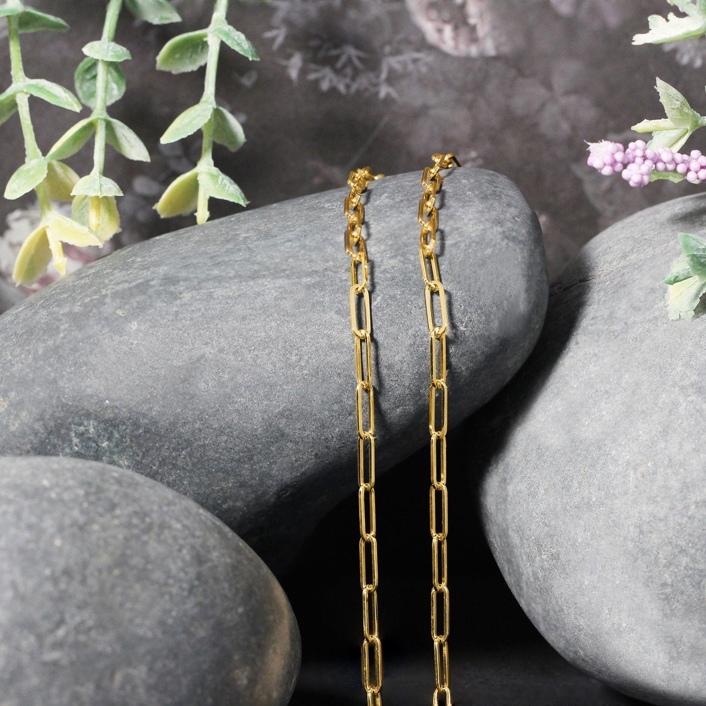 Sterling Silver Gold Plated Paperclip Chain (2.50 mm)