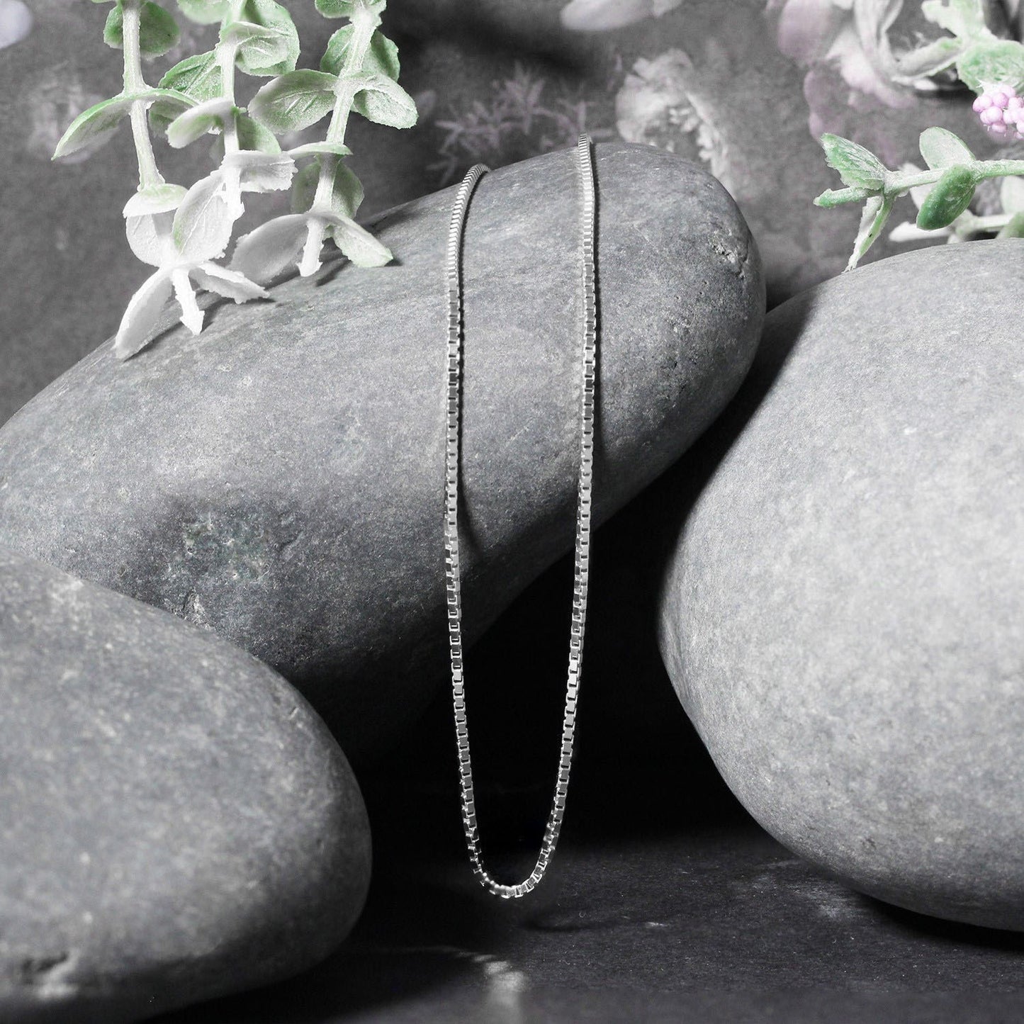 Sterling Silver Rhodium Plated Box Chain (1.10 mm)