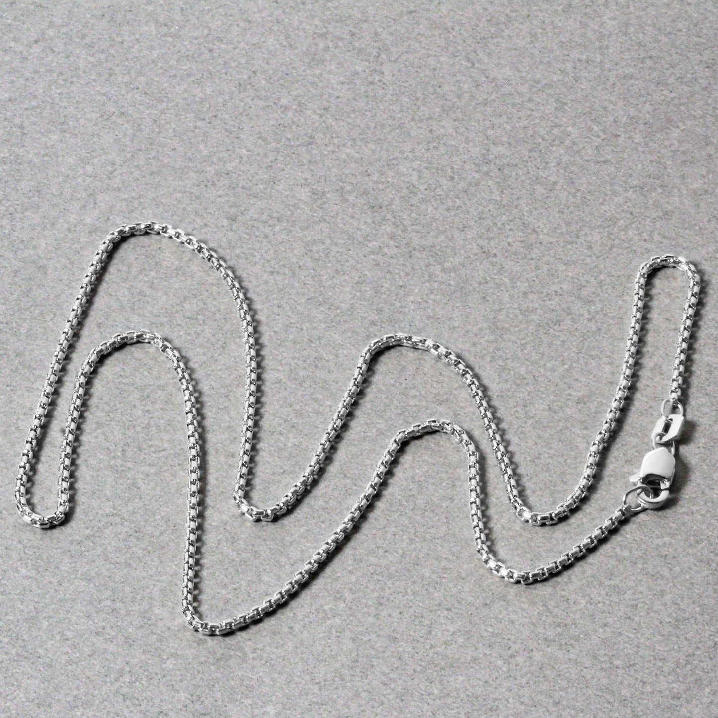 Sterling Silver Rhodium Plated Round Box Chain (1.30 mm)