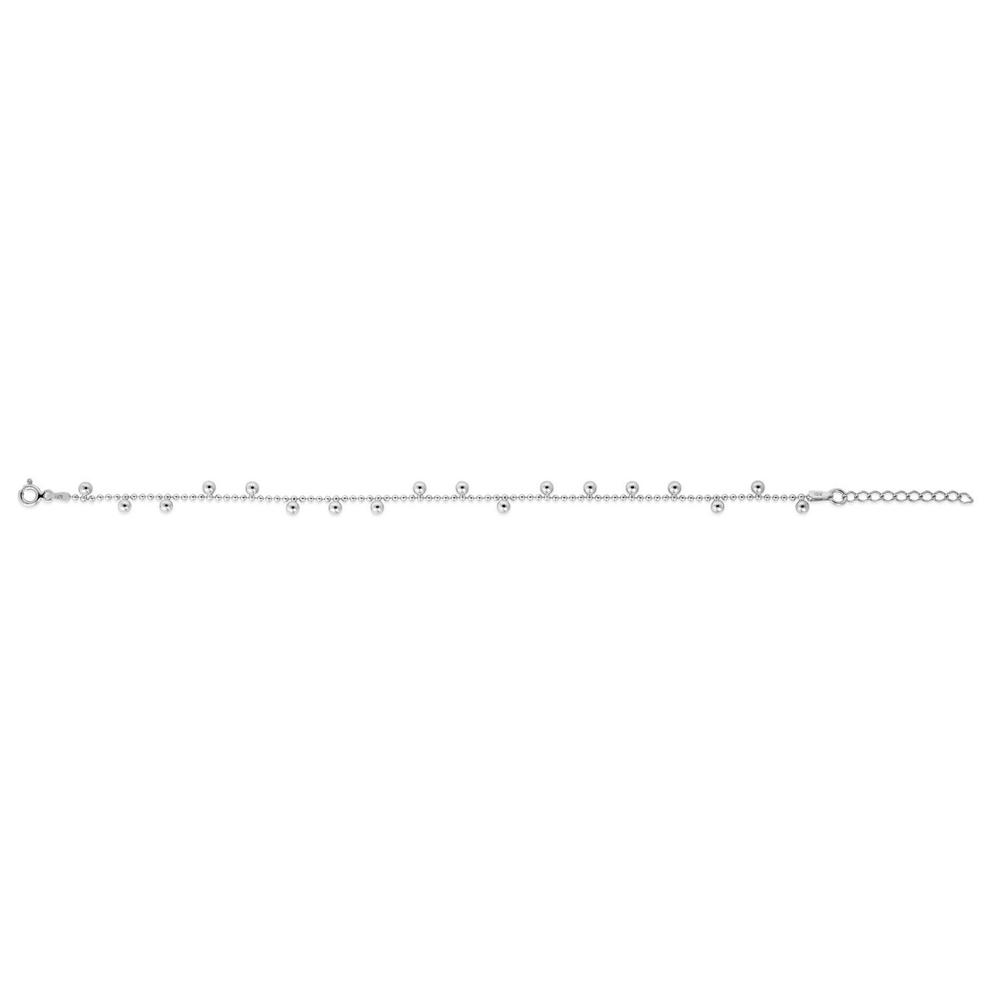 Sterling Silver Rhodium Plated Drop Bead Bracelet
