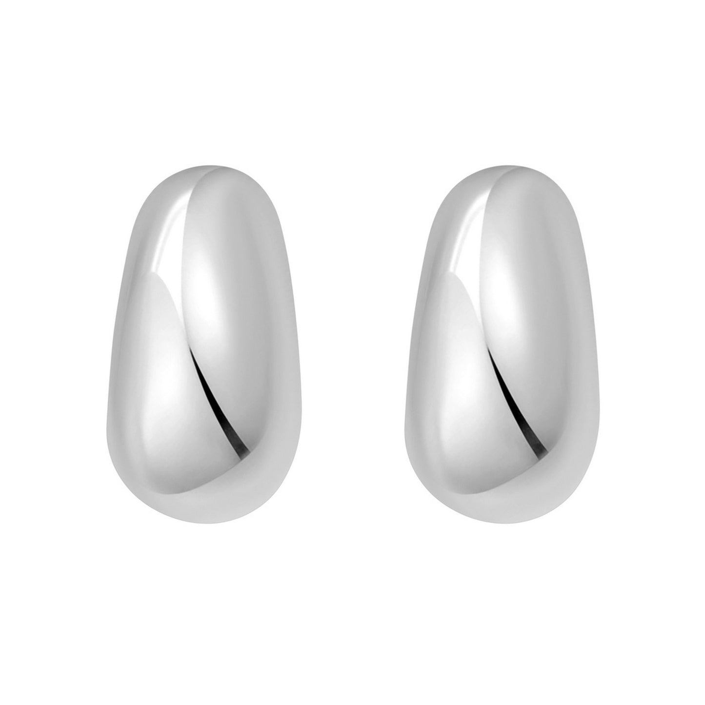 Sterling Silver Twisted Puff C Hoop Earrings