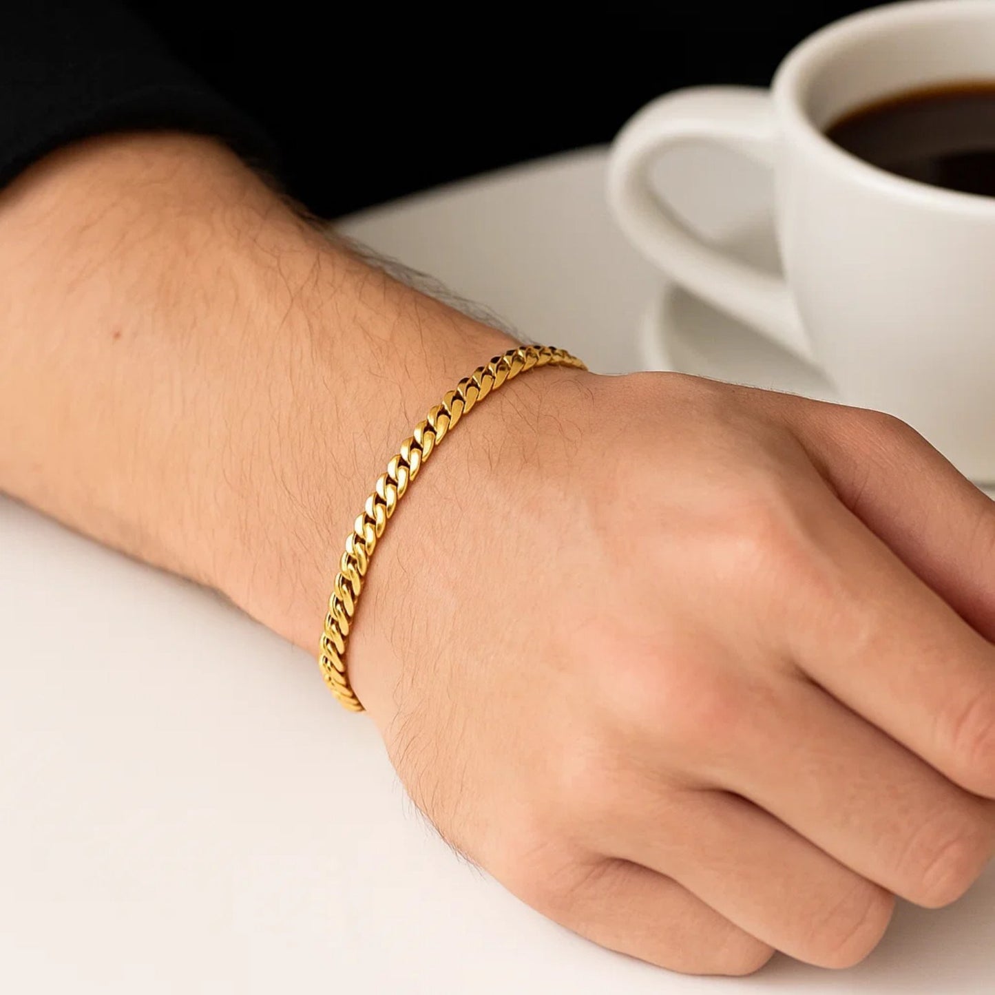 14k Yellow Gold Miami Cuban Semi Solid Bracelet (4.50 mm)